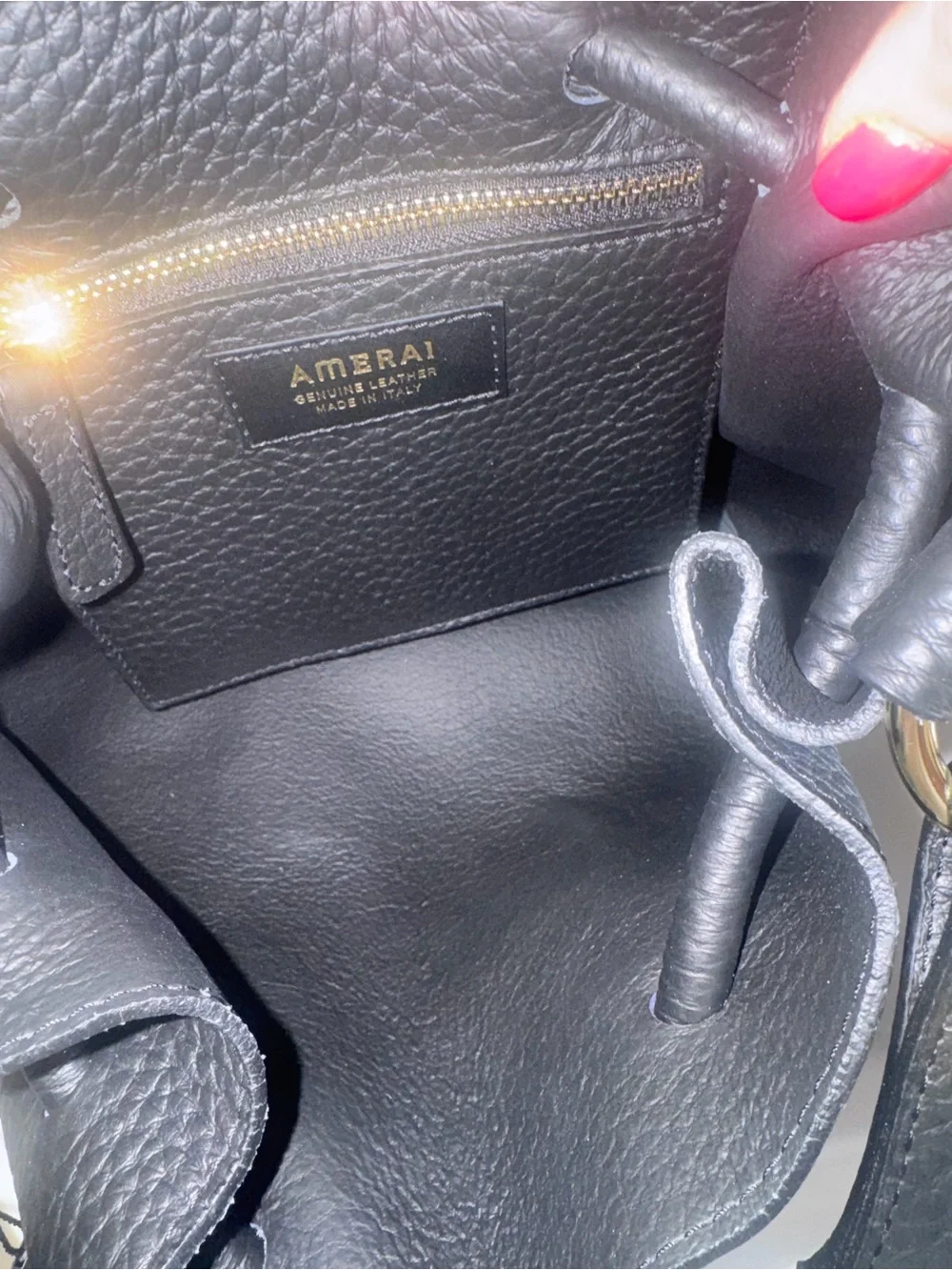 Amerai Leather Black Bucket Bag NWOT